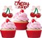 24-Pack “She’s the Cherry On Top” Glitter Cupcake Toppers – Cherry-Themed Cake Picks for Baby Showers, Bridal Showers & Fruit-Themed Parties